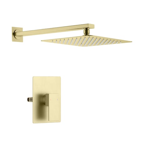 Kibi Cube Pressure Balanced Single Function Shower System with Rough In Valve - Brushed Gold KSF411BG